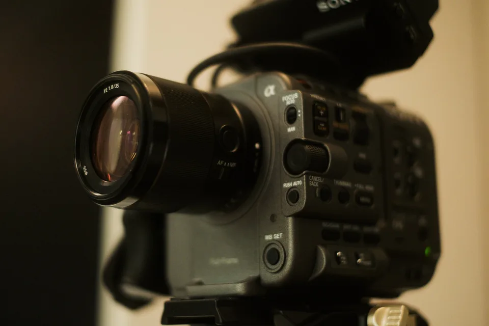 Close-up of a Sony Cinema Line camera