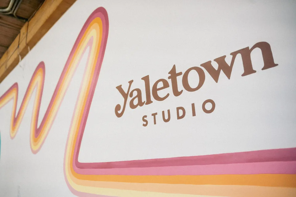 The painted Yaletown Studio mural on the studio wall