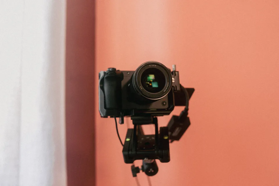 A Sony Cinema Line camera on its tripod in The Oasis Room