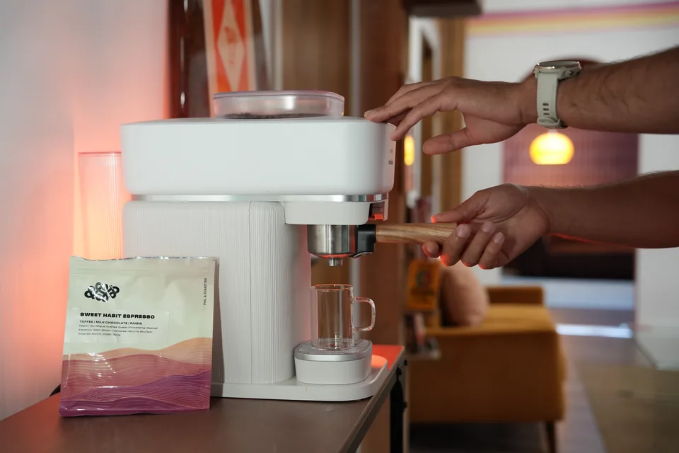 Espresso being pulled at the lounge coffee station