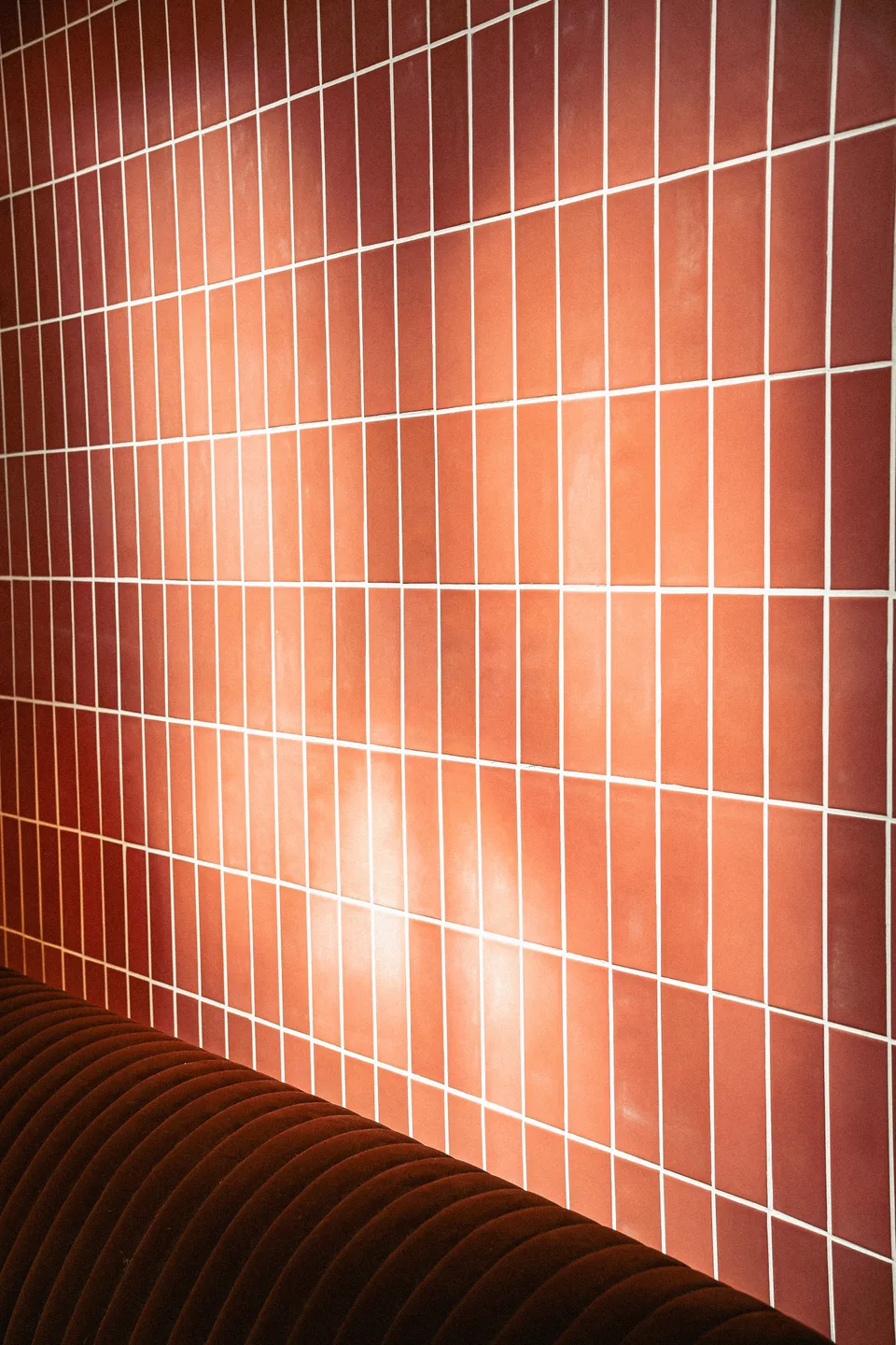 The terracotta tile wall in The Tulum Lounge